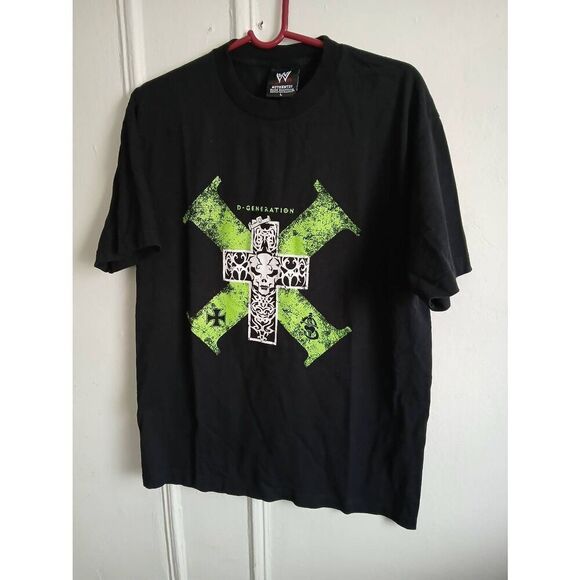 WWE mens y2k vintage D GENERATION TRIPP H cross tee black green Shawn Michaels - Picture 2 of 6